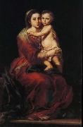 Bartolome Esteban Murillo Rosary of the Virgin Mary holding roses oil painting on canvas